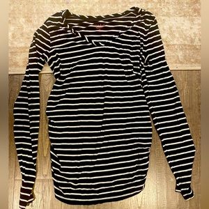 Black and white striped maternity shirt